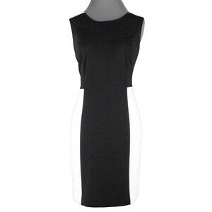 Chicos $139 Sz 1 Black White Colorblock Poly Spandex Della Dress